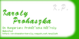 karoly prohaszka business card
